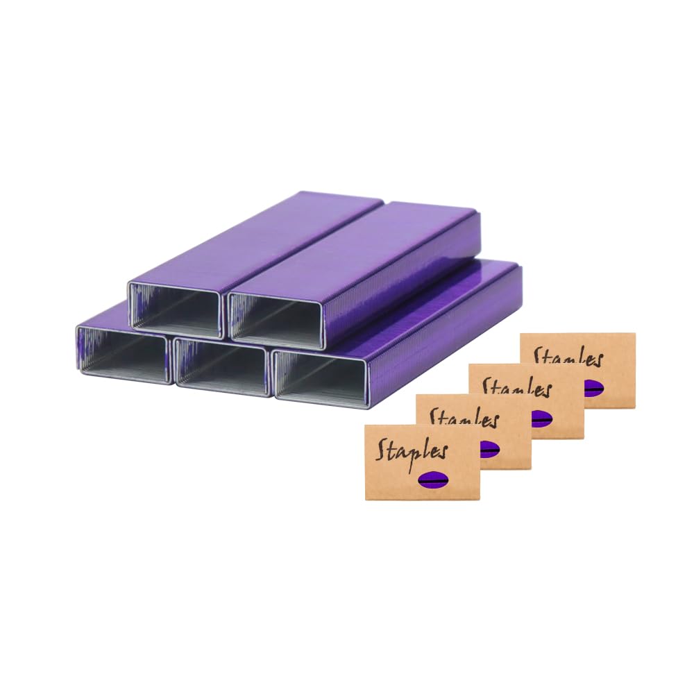 4000pcs Purple Staples Colored Standard 26/6 Staple for Refill Desk Manual Stapler, 1000pcs Per Pack, Total 4 Pack 4000pcs (Purple, 4 Pack)