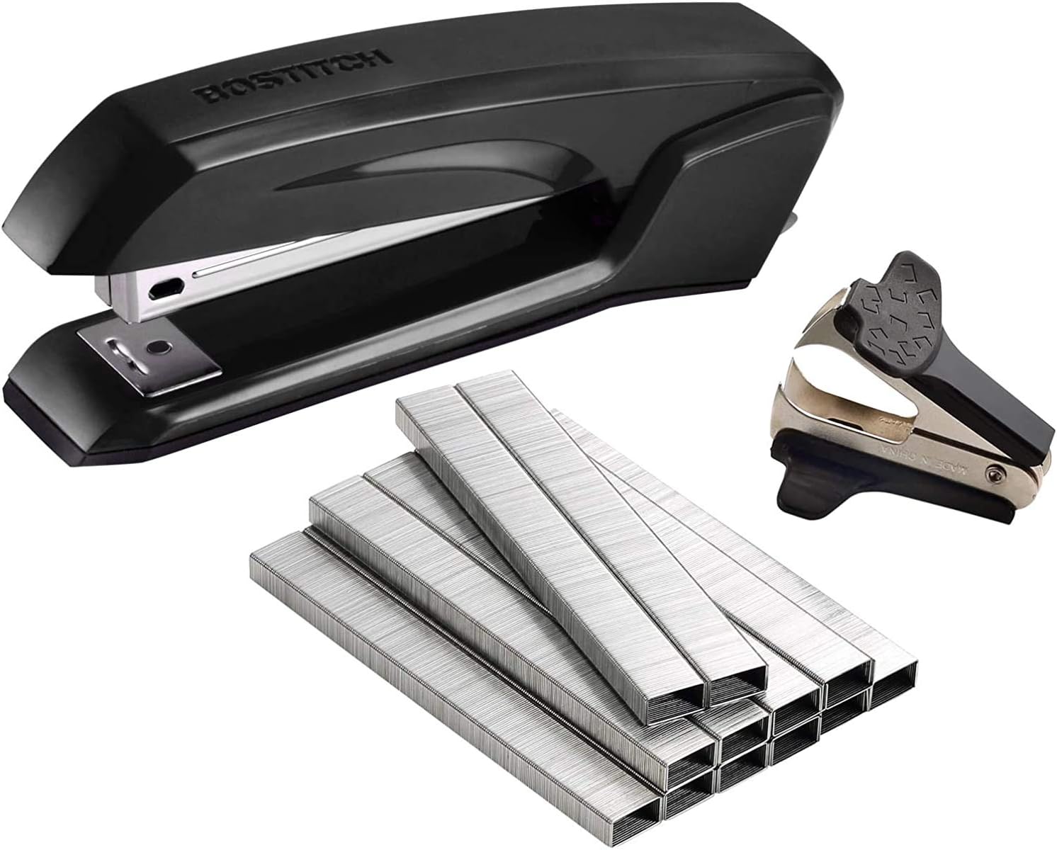 Bostitch Office Ascend 3 in 1 Stapler Value Pack, 20 Sheet Capacity, Includes 5000 Staples, Integrated Remover & and Extra Staple Remover, Staple Storage Compartment, Assorted Colors (Colors May Vary)
