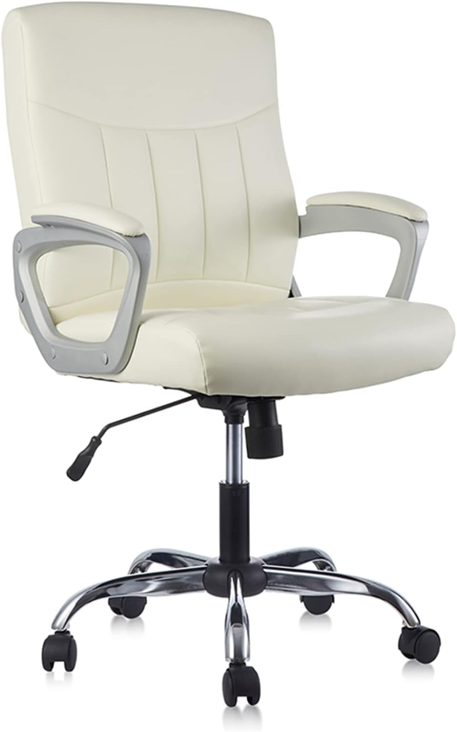 CLATINA Ergonomic Swivel Office Computer Desk Chair Adjustable PU Leather with Armrest Executive Reception Office Chair for Home,Office,Waiting Room (White, 1PK)