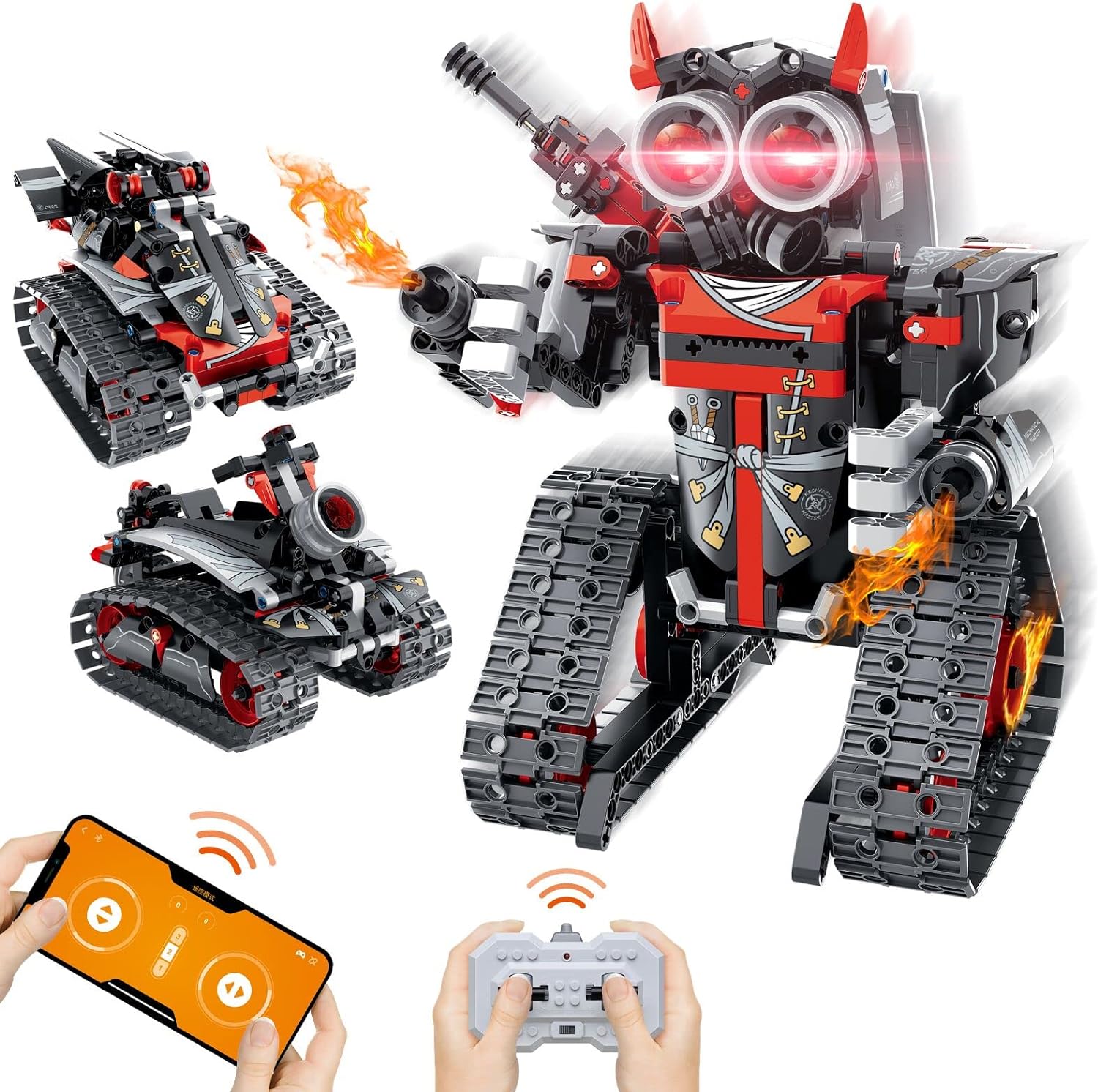 VINTOP Remote Control Robot Building Kit for Boys 6-12, 3-in-1 STEM Remote & APP Controlled Coding Gear Robot/Tank/RC Car, 419 Pcs Science Learning Educational Building Blocks Toy Set Gift for Kids
