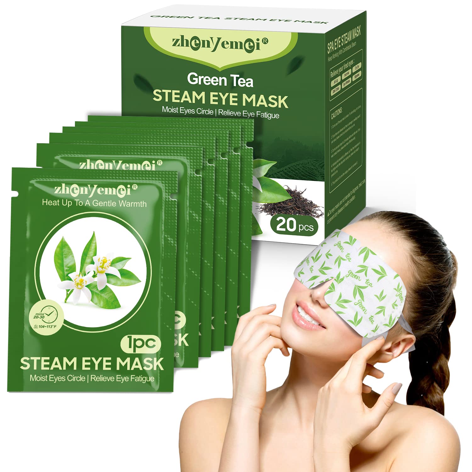 Relaxing Steam Eye Mask,20 Packs Self Heating Spa Eye Masks,Warming Eye Mask,Disposable Heated Eye Mask for Dry Eyes Fatigue Dark Circles Tired Eyes Sleep Mask for Kids Women