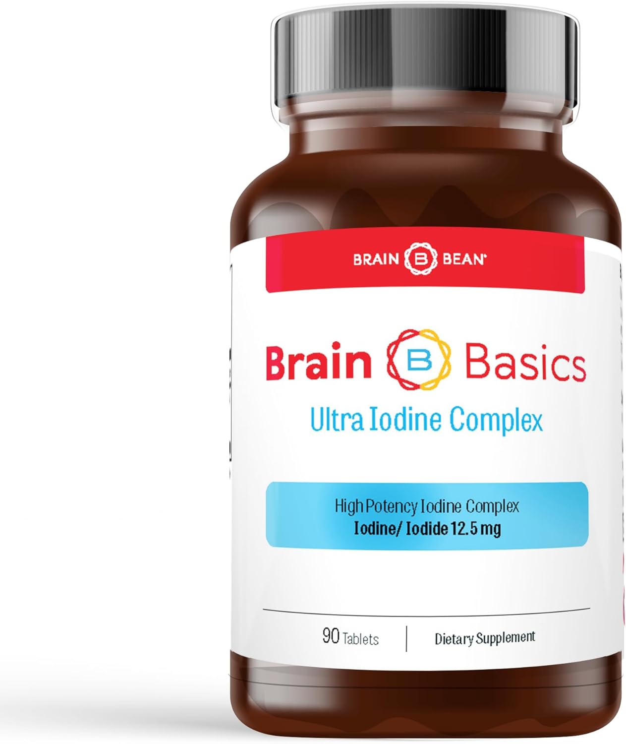 Brain Basics Ultra Iodine Complex Supplement for Thyroid Support, Iodine and Potassium Iodide in One, Iodine Supplement for Thyroid and Brain Health, 12.5 mg Iodine and Potassium Iodide - 90 Tablets