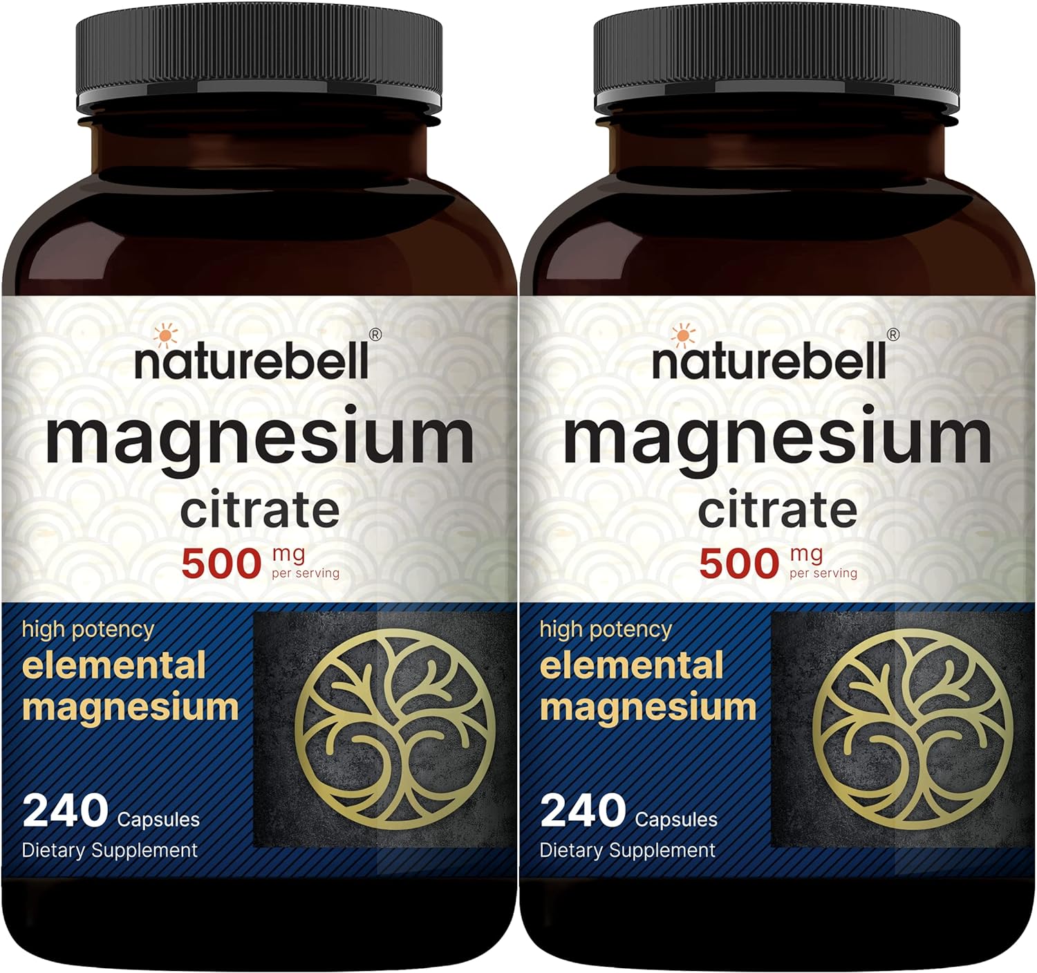 2 Pack Magnesium Citrate 500mg, 480 Capsules | High Purity Elemental Form  Extra Strength | Essential Mineral for Heart, Muscle, & Digestion Support  Non-GMO & No Gluten