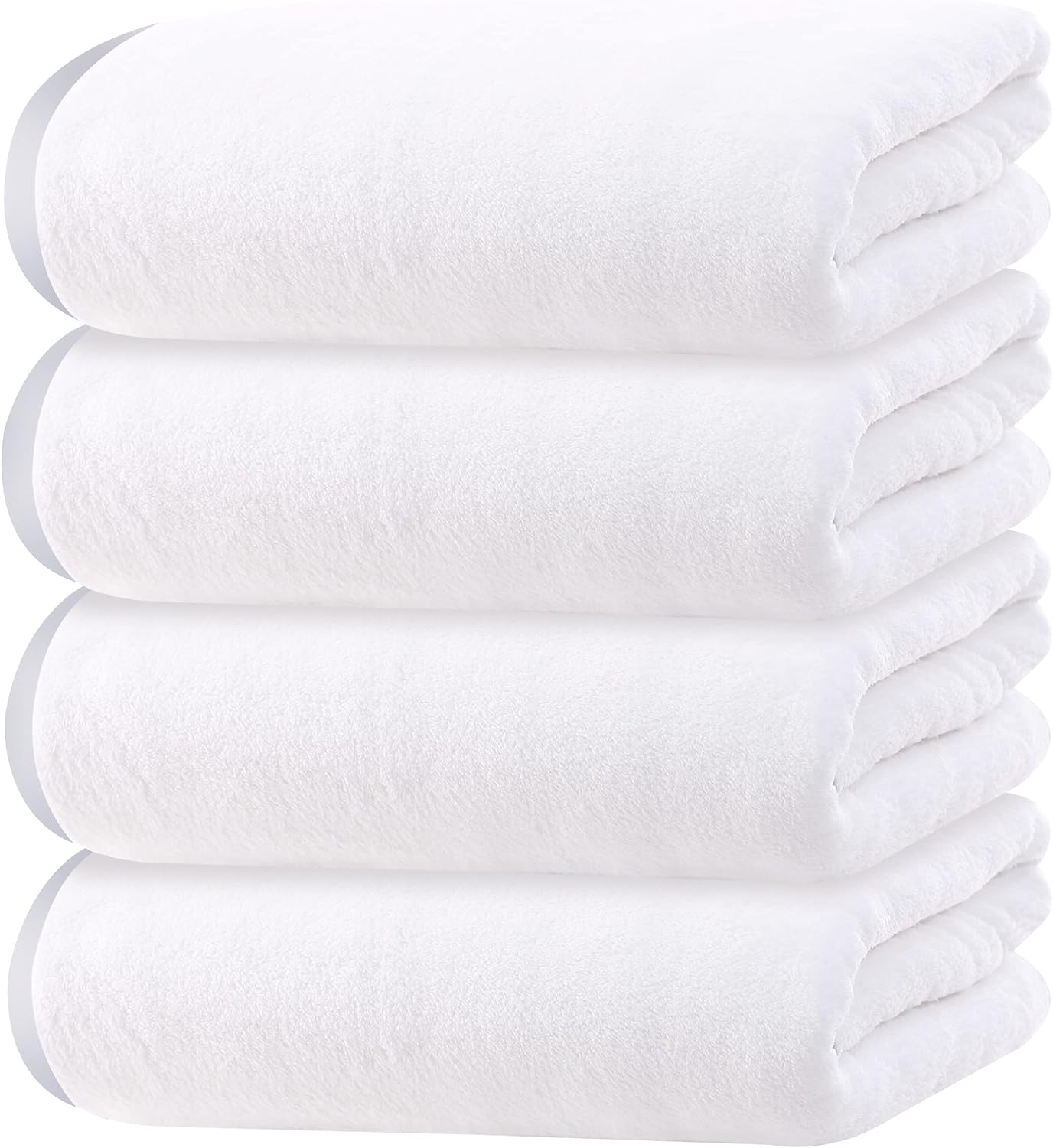 Cosy Family Microfiber 4 Pack Bath Towel Set, Lightweight and Quick Drying, Ultra Soft Highly Absorbent Towels for Bathroom, Gym, Hotel, Beach and Spa (White)