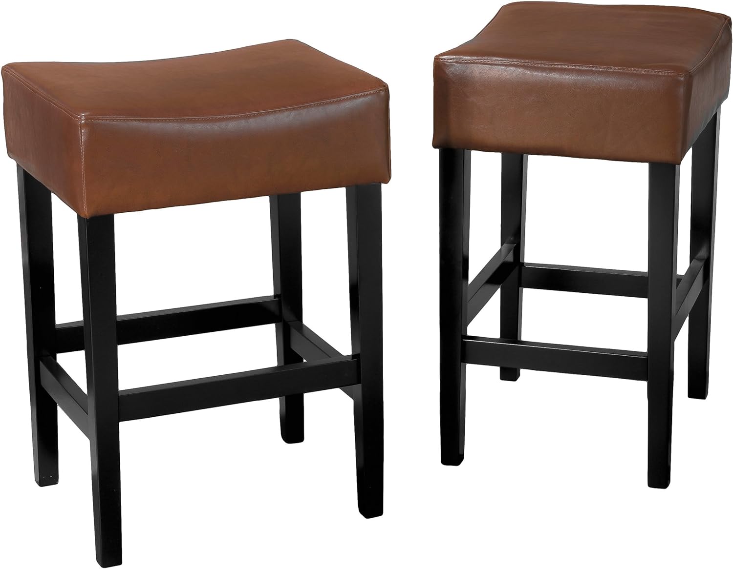 Christopher Knight Home Lopez Backless Leather Counter Stools, 2-Pcs Set, Hazelnut