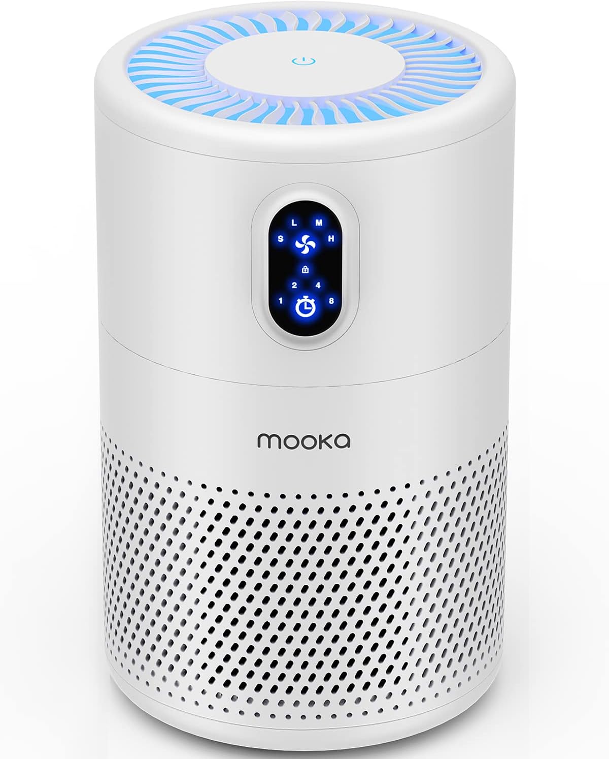 MOOKA Air Purifiers for Home Large Room up to 1076ft, H13 True HEPA Air Filter Cleaner, Odor Eliminator, Remove Smoke Dust Pollen Pet Dander, Night Light(Available for California)