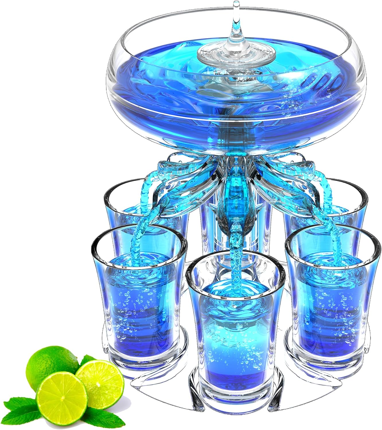 MOKOQI Shot Glasses Party Drink Dispenser with 6 Shot Glasses Set Liquid Beverage Liquor Drinking Fountains for Parties on Birthday Wedding Holiday Fun Bar Restaurants Accessories Home Gifts