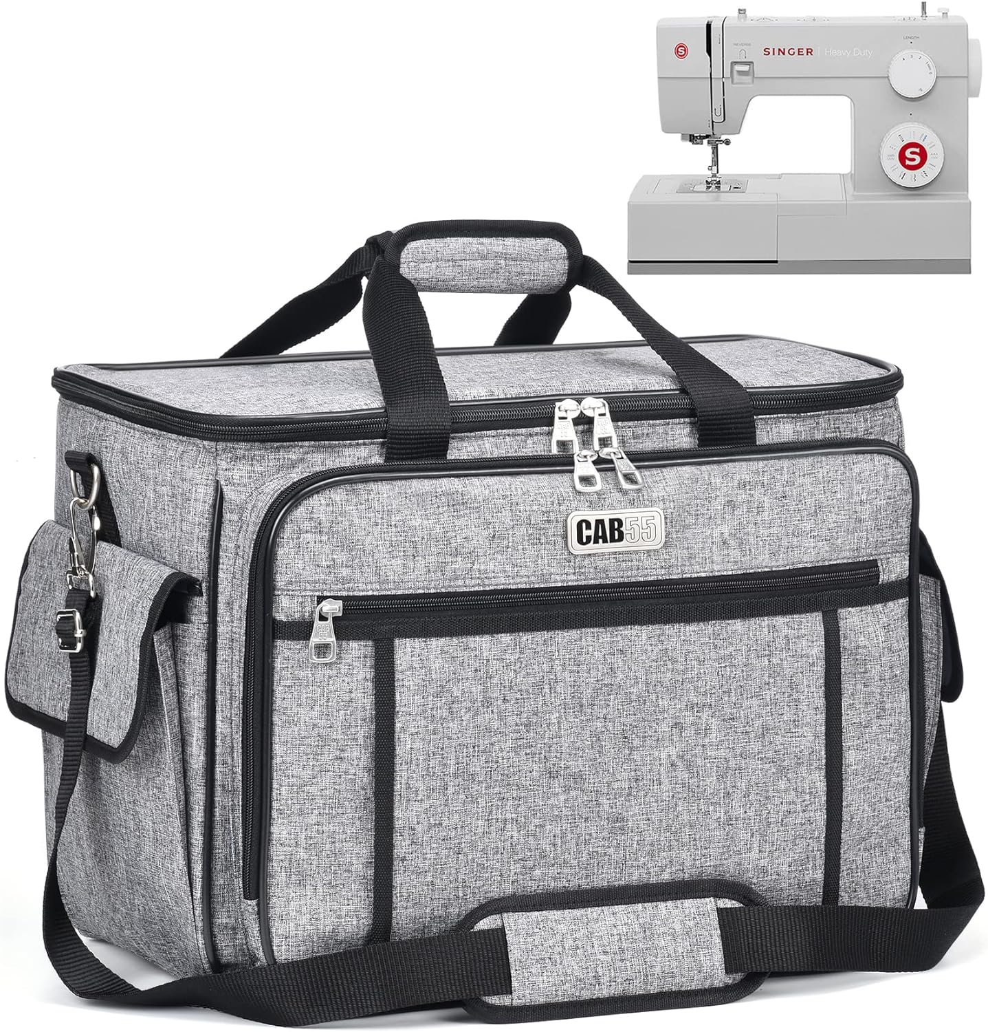 cab55 Sewing Machine Case, Sewing Machine Carrying Bag with Removable Padding Pad, Tote Bag for Sewing Machine and Extra Sewing Accessories