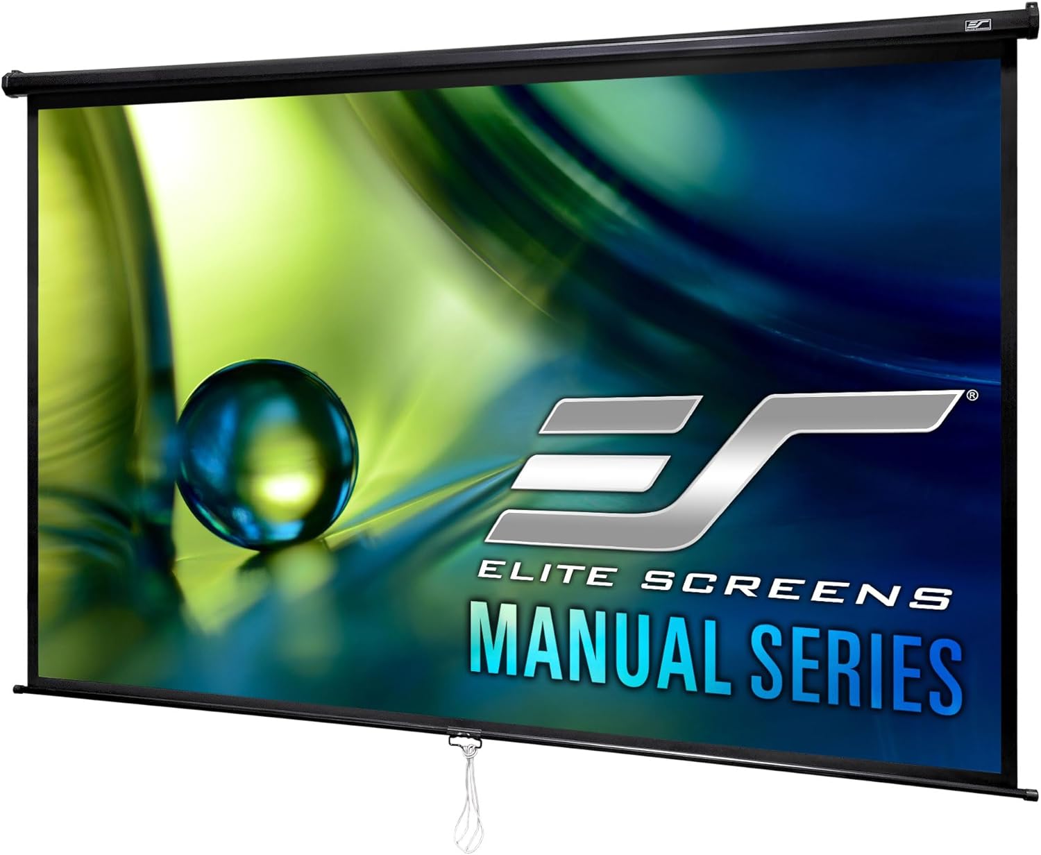 Elite Screens Manual Series, 120-INCH 16:9, Pull Down Manual Projector Screen with AUTO LOCK, Movie Home Theater 8K / 4K Ultra HD 3D Ready, 2-YEAR WARRANTY, M120UWH2