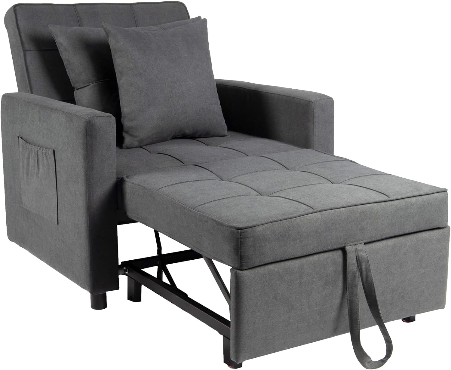 Polar Aurora Sofa Bed Chair 3-in-1 Convertible, Lounger Sleeper, Single Recliner for Small Space with Adjustable Backrest (Dark Grey)