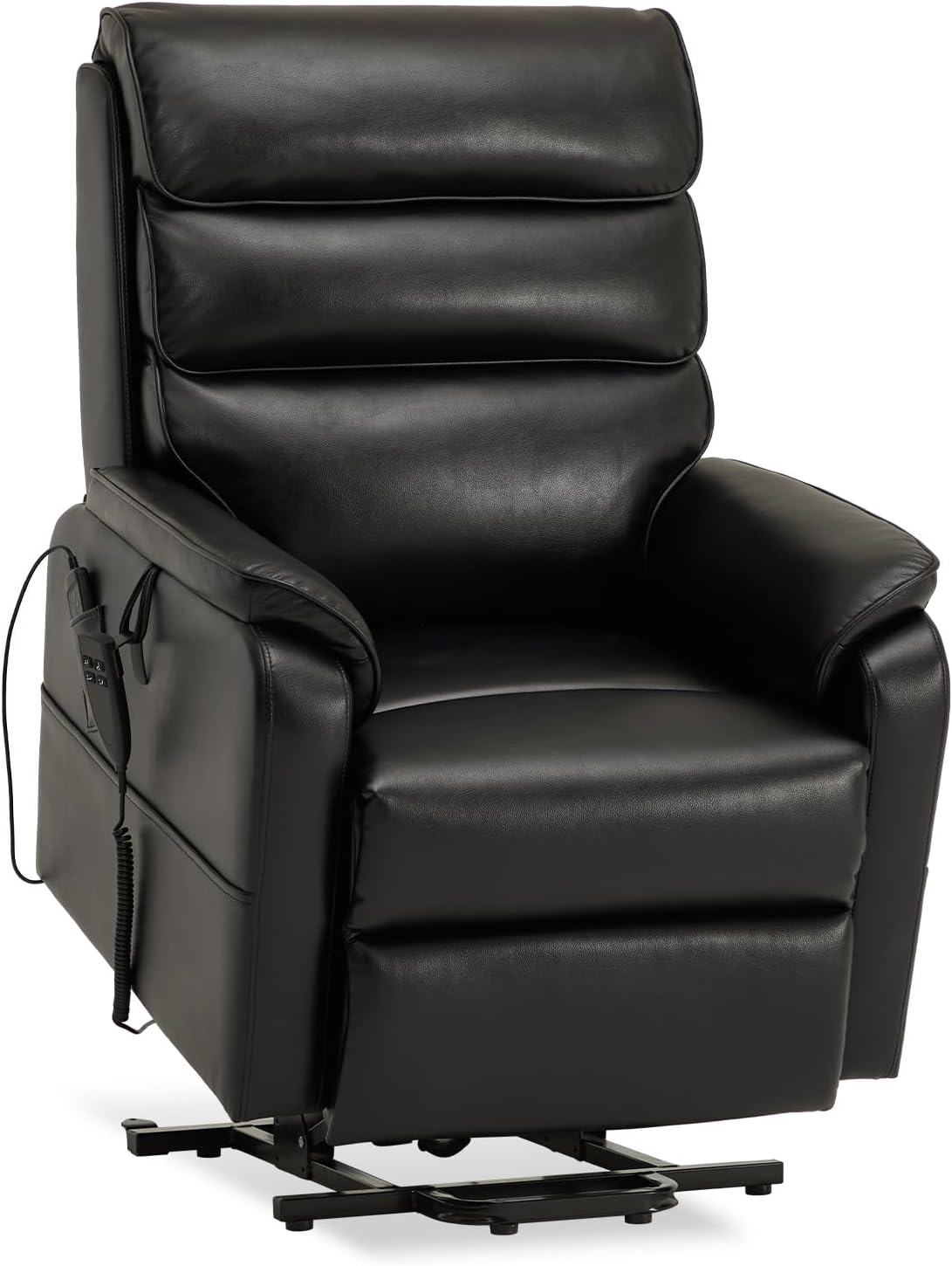 Irene House 9188 Medium Sleeping Lay Flat Recliner Dual Motor Lift Chair Recliners for Elderly Infinite Position with Heat Massage 300 LBS Electric Power Lift Recliner Sofa (Black Faux Leather)