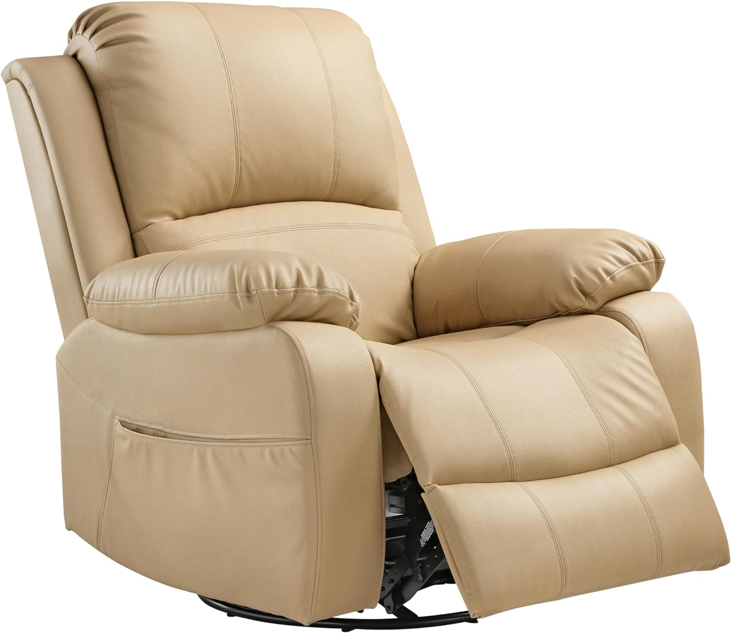 EUREKA ERGONOMIC Leather Recliner Chair for Adults, Swivel Rocker Recliner Home Theater Seating, Manual Recliner Chair with Overstuffed Arm and Double Layer Backrest, Swivel Chairs for Living Room