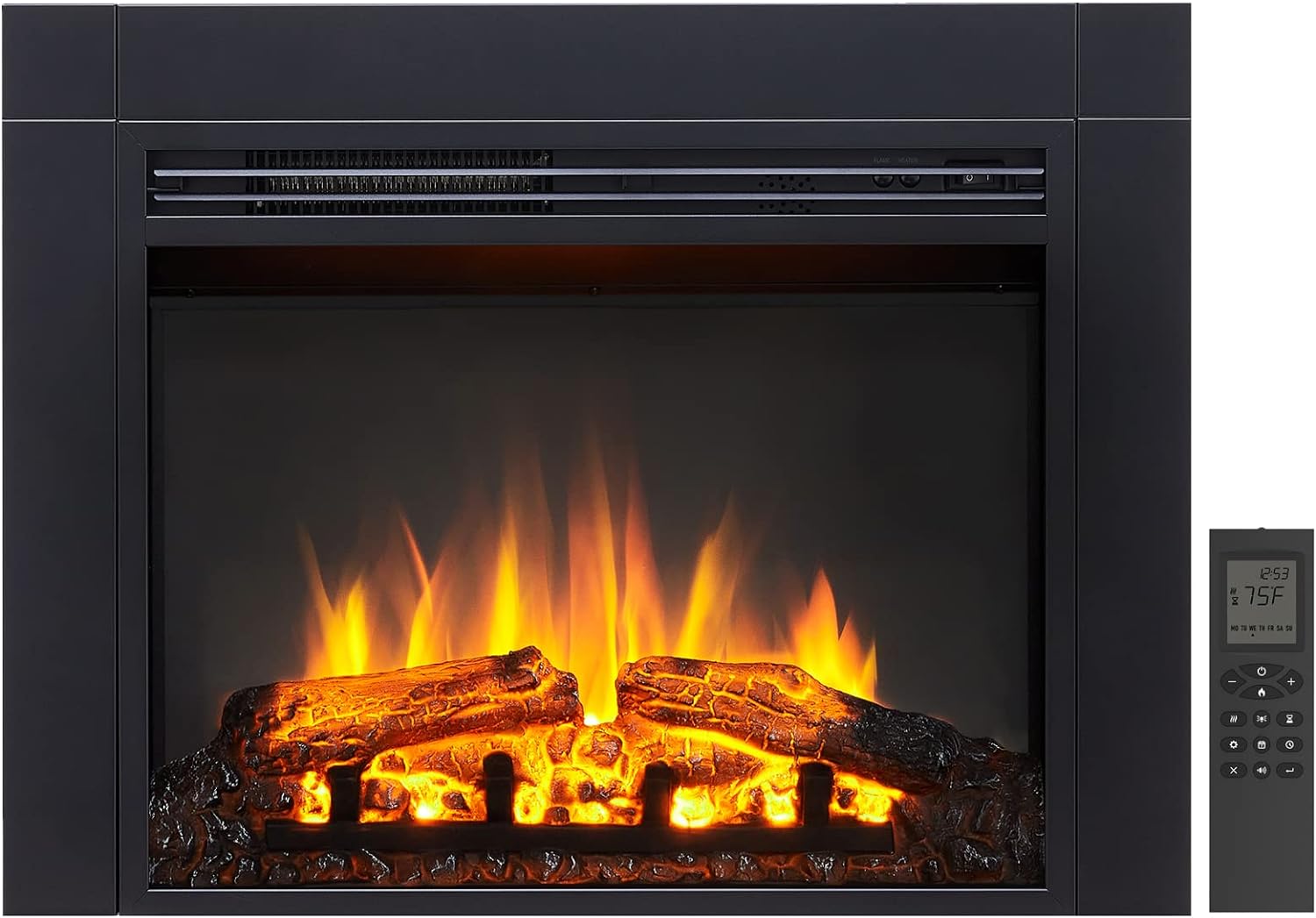 LegendFlame Jaden 28 W x 22 H (EF321) Electric Fireplace Insert with Front Trim Kit, Fire Crackling Sound, 750W/1500W Heater, Remote Control