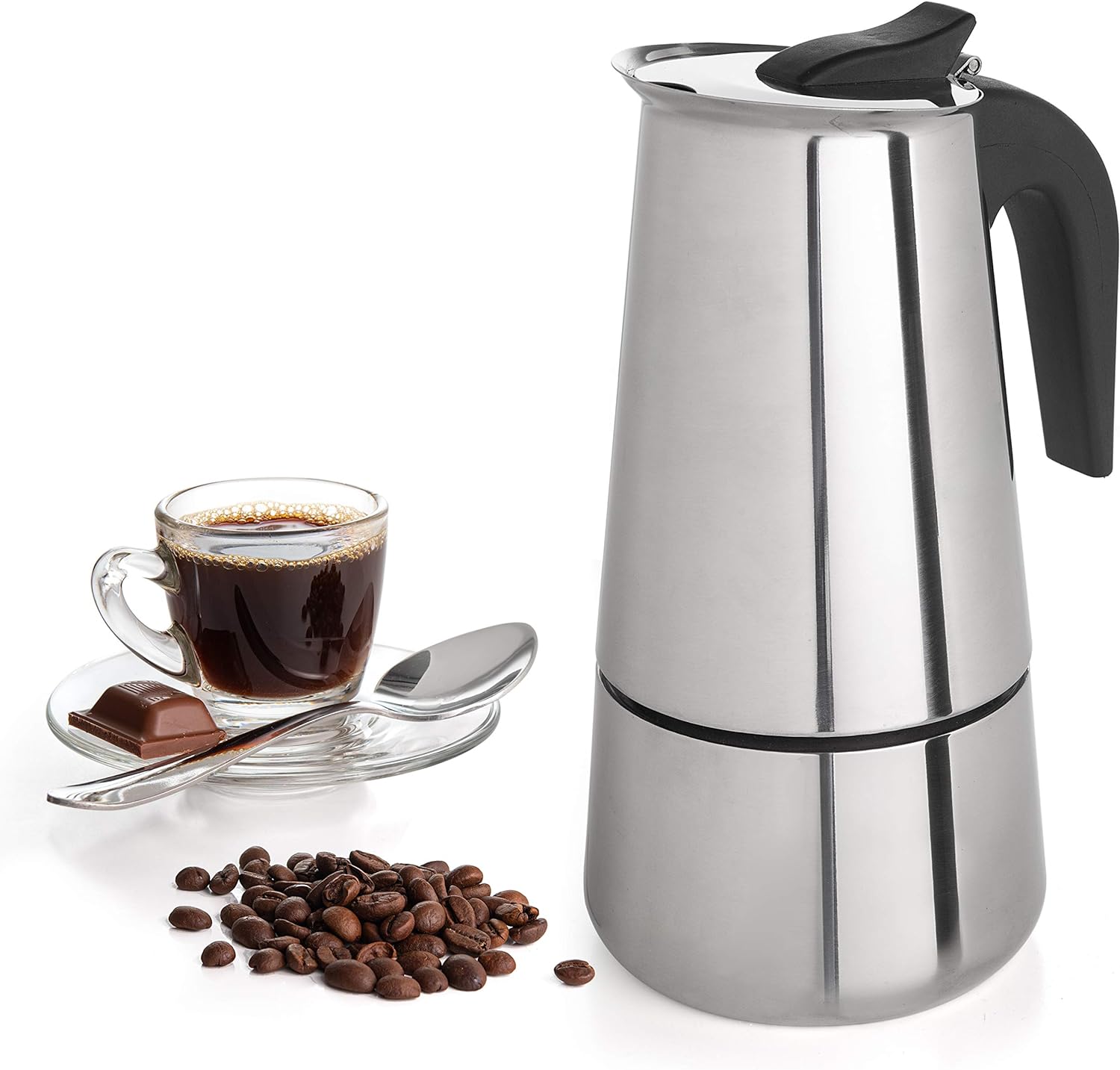 Mixpresso 6 Cup Coffee Maker Stovetop Espresso Coffee Maker, Moka Coffee Pot with Coffee Percolator Design, Stainless Steel stovetop espresso maker, Italian Coffee Maker (300ml/10oz)