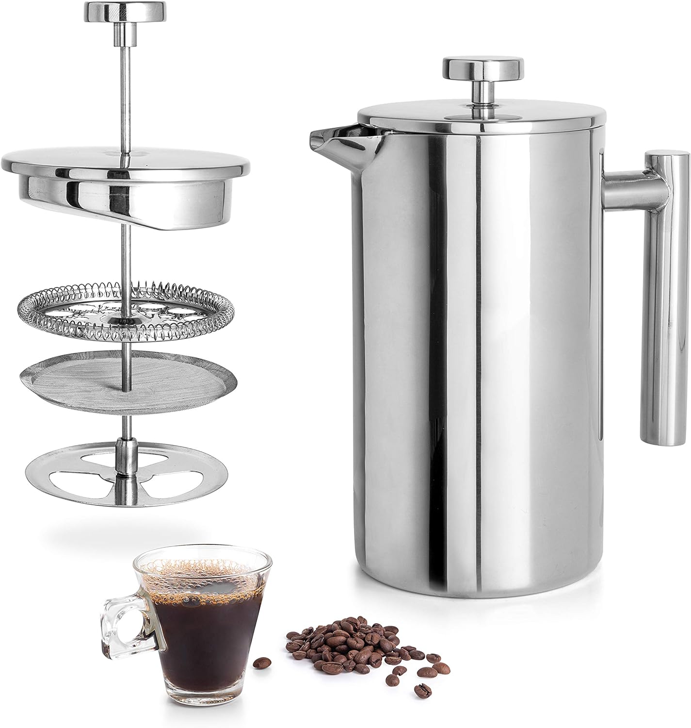 Mixpresso Stainless Steel French Press Coffee Maker 27 Oz 800 ml, Double Wall Metal Insulation Coffee Press & Tea Brewer Easy Clean & Easy Press Strong Quality Coffee Press.