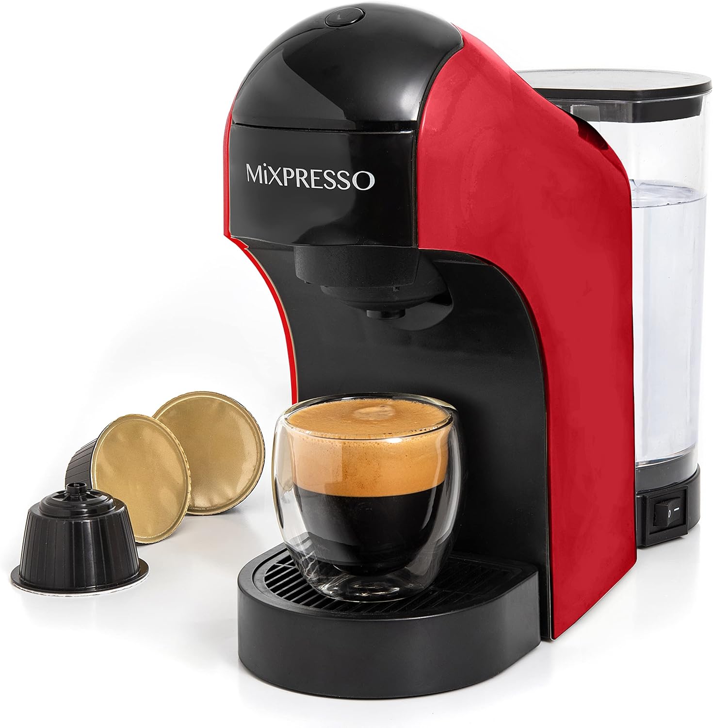 Mixpresso Dolce Gusto Machine, Latte Machine Red & Black Cappuccino Machine Compatible With Nescafe Dolce Gusto, Red Coffee Maker