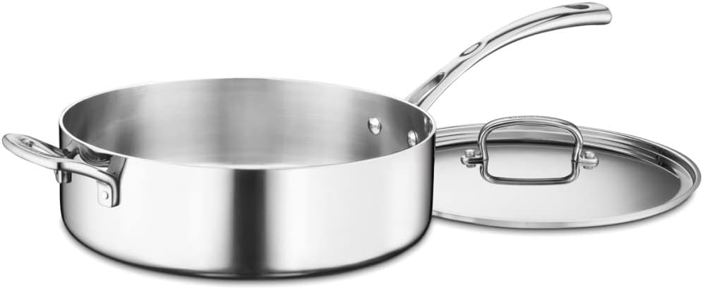 Cuisinart FCT33-28H French Classic Tri-Ply Stainless 5-1/2-Quart Saute Pan with Helper Handle and Cover