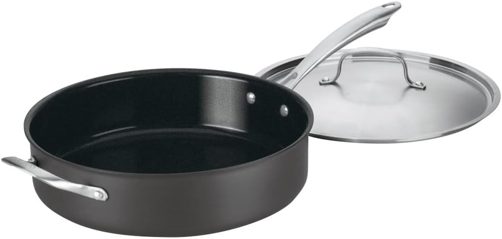 Cuisinart GG33-30H 5.5-Quart Saute Pan with Helper Handle and Cover GreenGourmet, Black