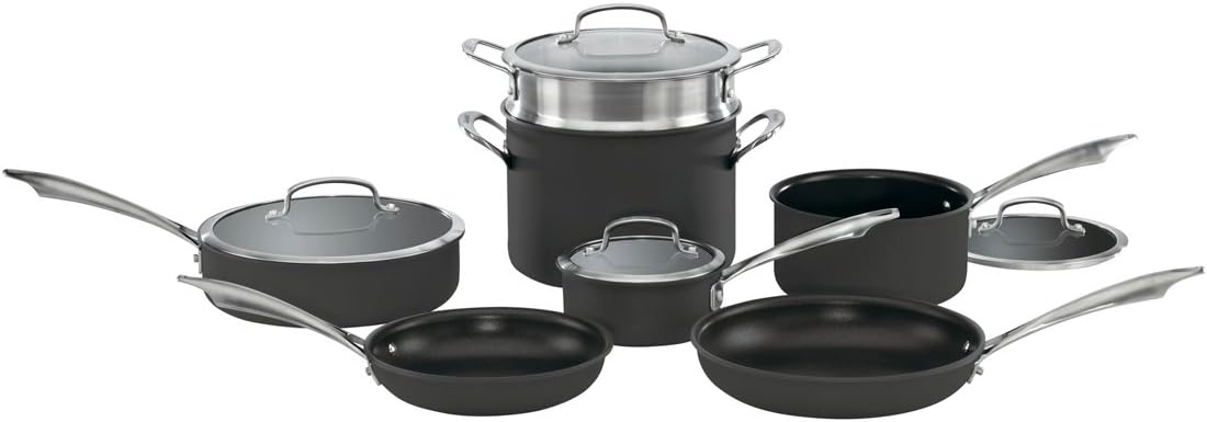 Cuisinart Anodized 11-Piece Cookware Set Dishwasher-Safe-Hard, Black