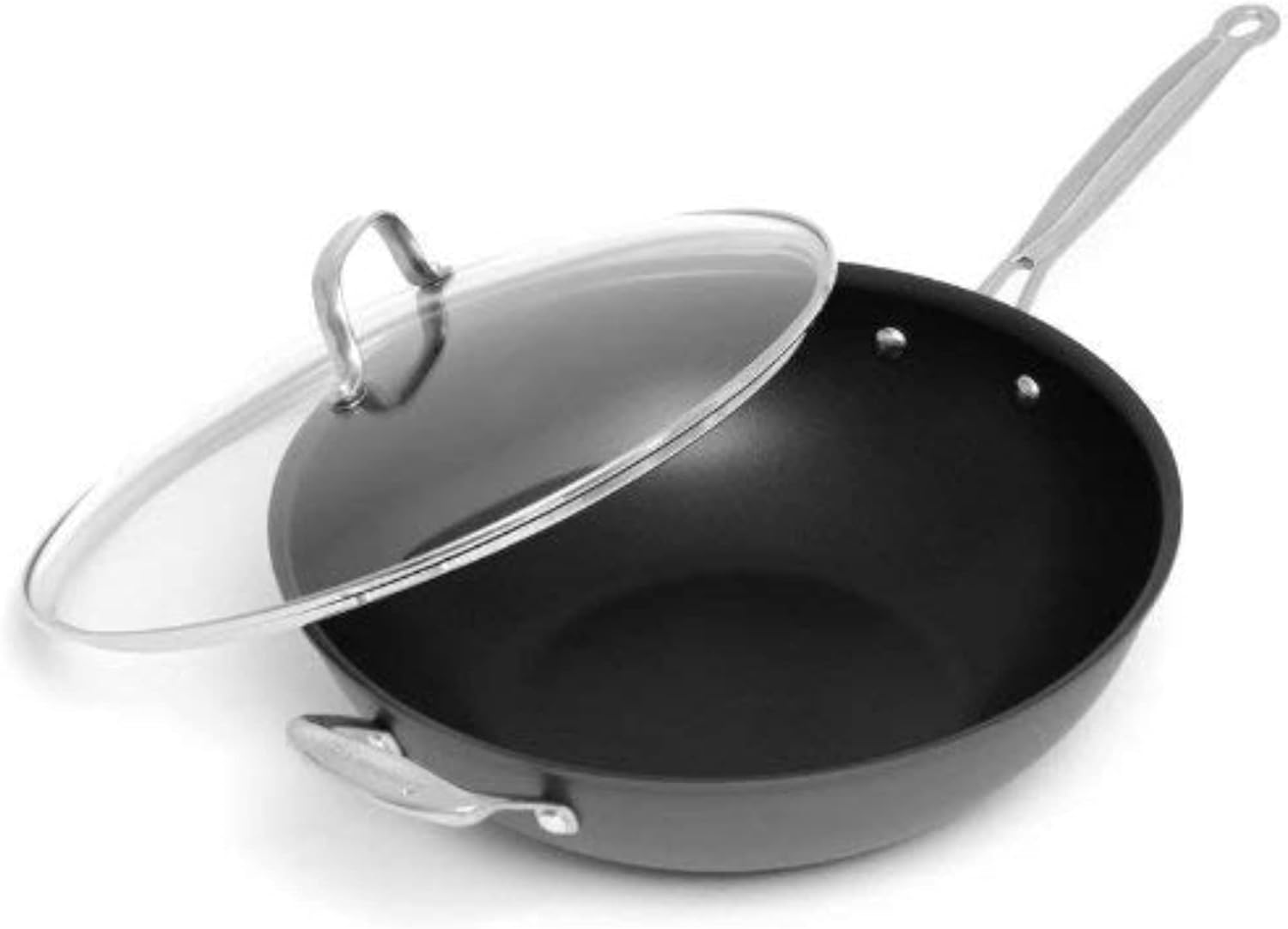 Cuisinart 626-32H Chef' Classic Nonstick Hard Anodized 12.5-Inch Stir Fry Pan, Black/Stainless Steel