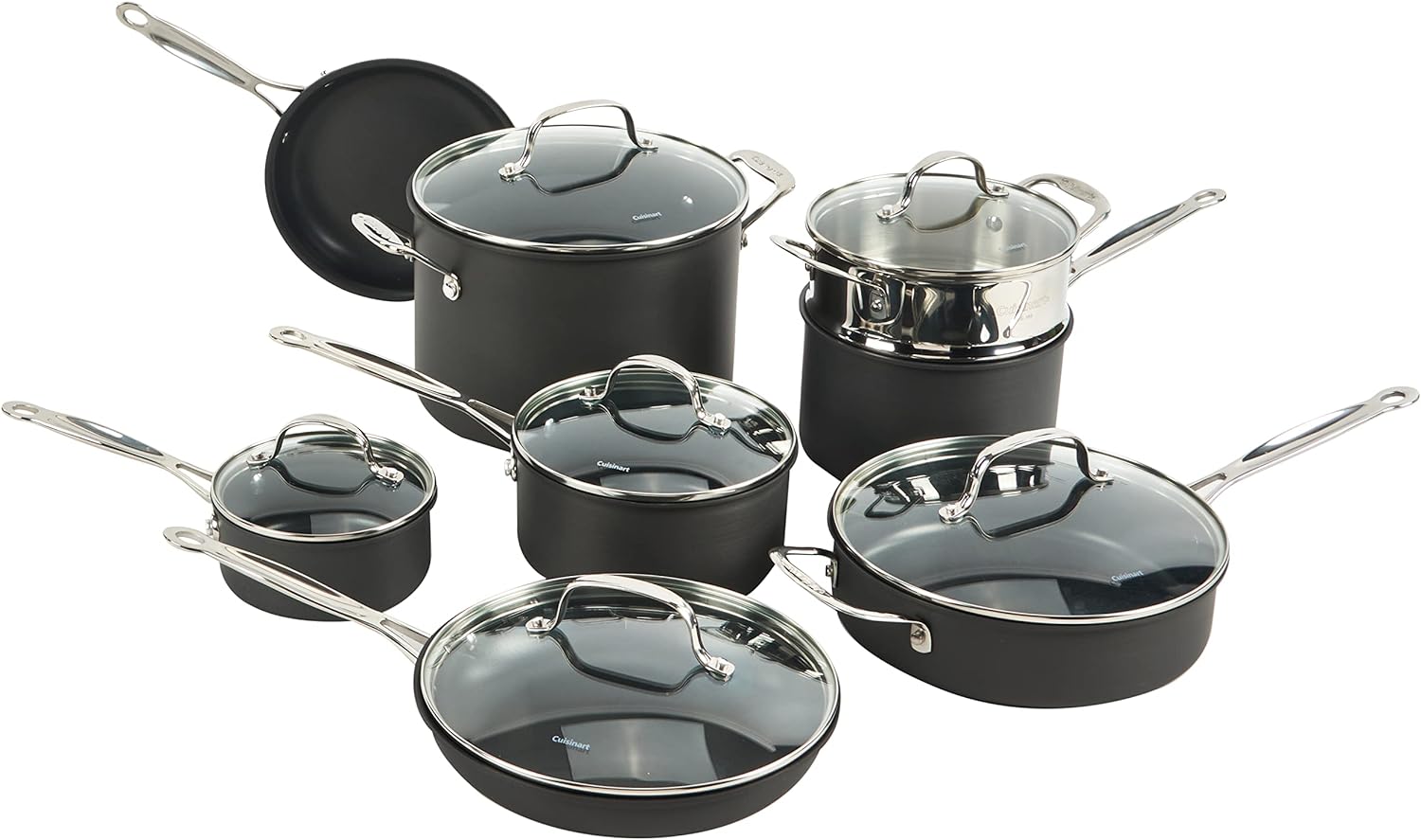 Cuisinart 14-Piece Cookware Set, Chef' Classic NonStick Hard Anodized, Gray, 66-14N