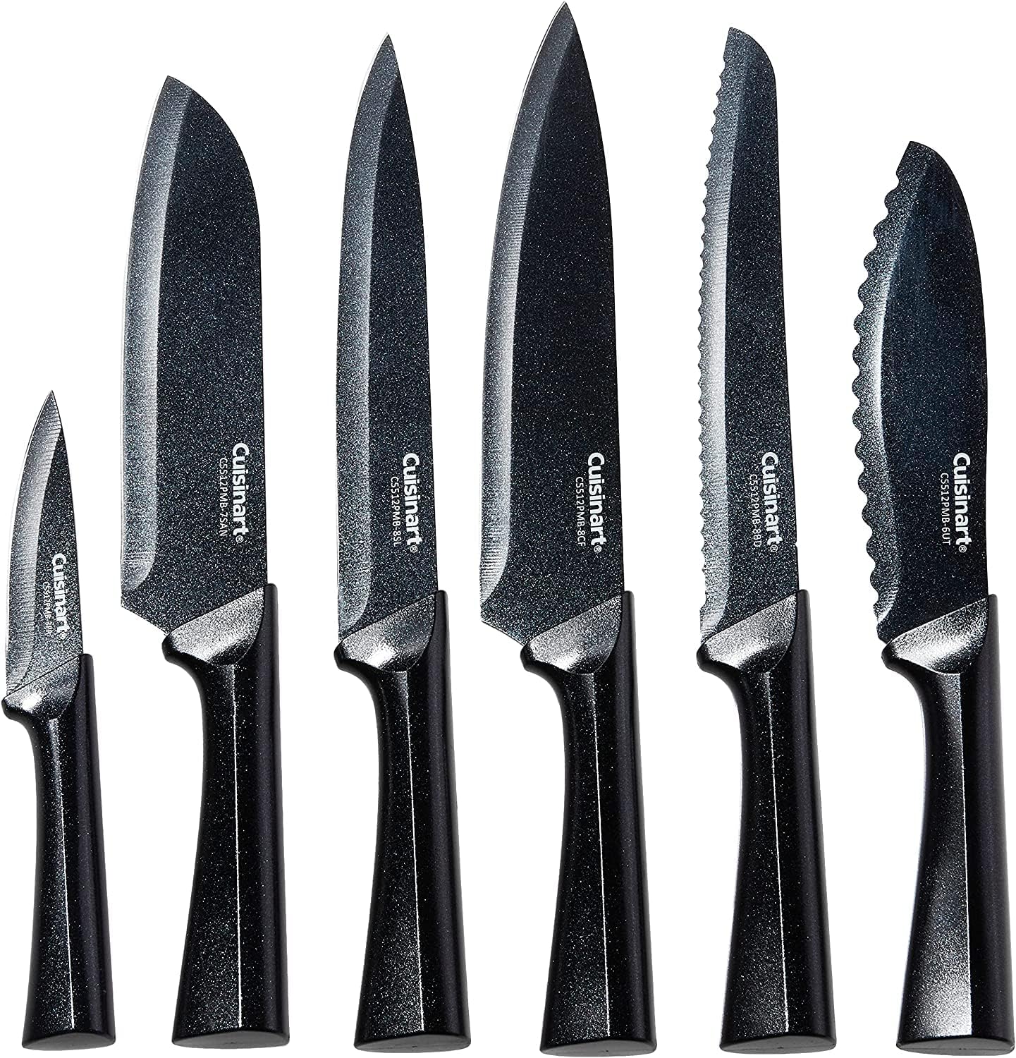 CUISINART Cutlery Knife Set, 12pc Metallic Cutlery Knife Set with Blade Guard , Lightweight, Stainless Steel, Durable & Dishwasher Safe, C55-12PMB,Black