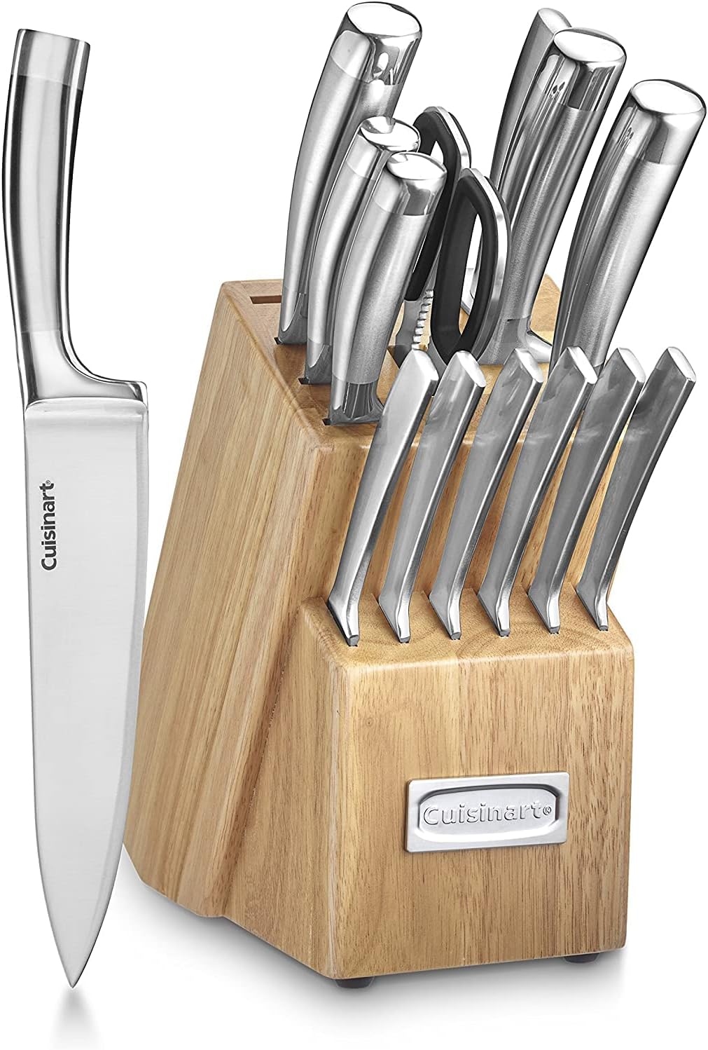 CUISINART Block Knife Set, 15pc Cutlery Knife Set with Steel Blades for Precise Cutting , Lightweight, Stainless Steel, Durable & Dishwasher Safe, C99SS-15P