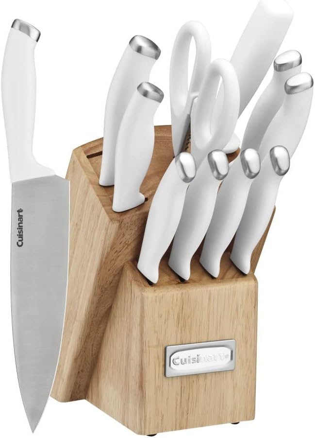 Cusinart Block Knife Set, 12pc Cutlery Knife Set with Steel Blades for Precise Cutting, Lightweight, Stainless Steel, Durable & Dishwasher Safe, C77SSW-12P