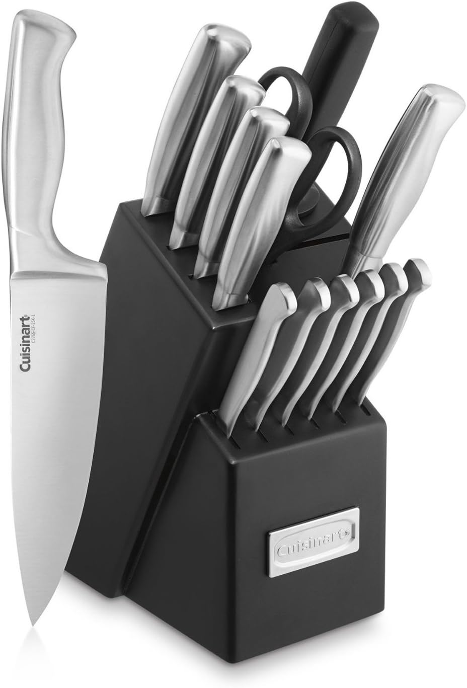 CUISINART Block Knife Set, 15pc Ultra Ultra- Sharp Cutlery Knife Set with Steel Blades for Precise Cutting , Lightweight, Stainless Steel, Durable & Dishwasher Safe, C77SS-15PK