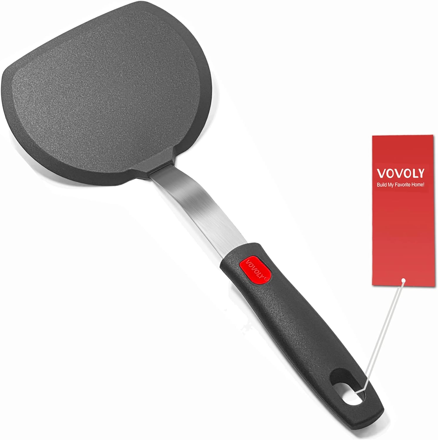 Silicone Pancake Spatula Turner with Lengthened Handle, Heat Resistant Cooking Spatulas for Nonstick Cookware, Large Flexible Kitchen Utensils BPA Free Rubber Flipper for Egg, Pancake, Fish, Burger