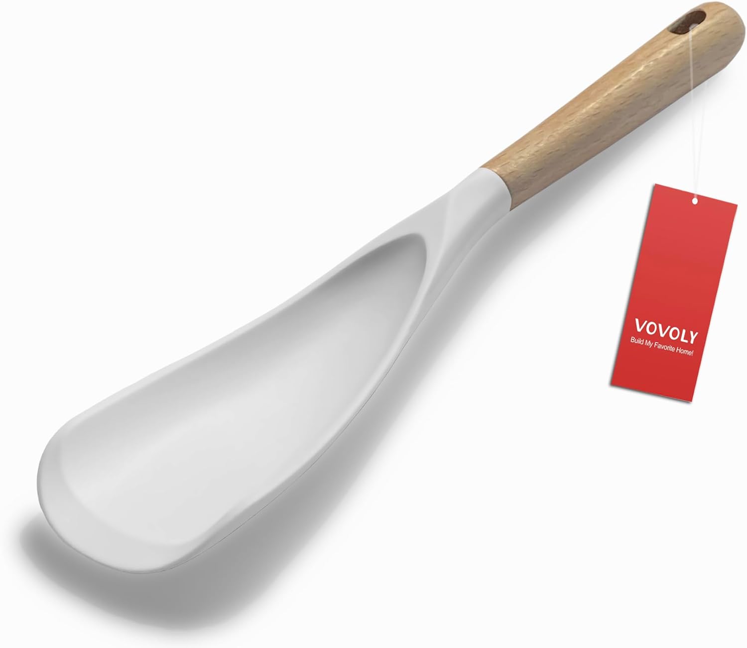 VOVOLY Cooking Spoon for Nonstick Cookwares, Silicone Spoon for Mixing, Scoop, and Scrape, White