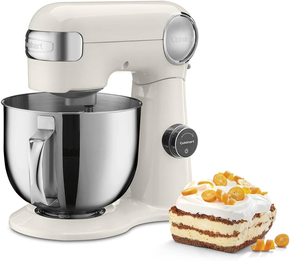 Cuisinart SMD-50CRM Precision Pro 5.5-Quart Digital Stand Mixer with 12-Speeds, 3 Preprogrammed Food Prep Settings, Mixing Bowl, Chef' Whisk, Flat Mixing Paddle, Dough Hook, and Splash Guard, Cream