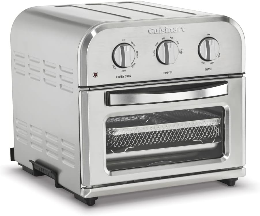 Cuisinart TOA-26 Compact Airfryer Toaster Oven, 1800-Watt Motor with 6-in-1 Functions and Wide Temperature Range, Large Capacity Air Fryer with 60-Minute Timer/Auto-Off, Stainless Steel