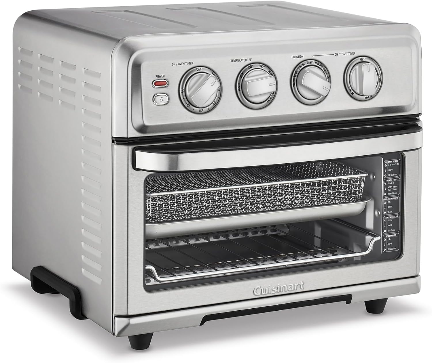 Cuisinart Air Fryer   Convection Toaster Oven, 8-1 Oven with Bake, Grill, Broil & Warm Options, Stainless Steel, TOA-70