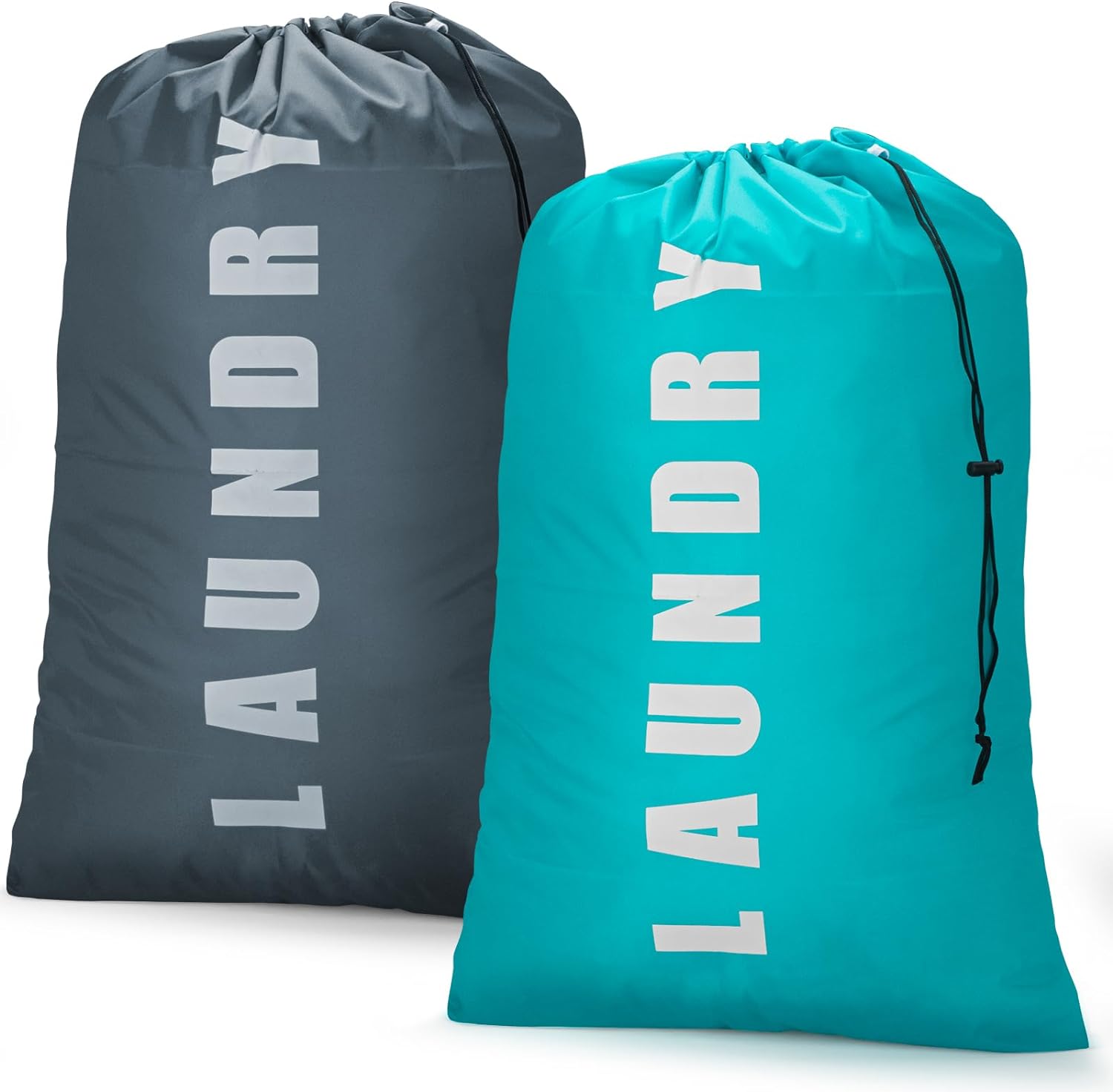 Isink Laundry Bag,2 Pack Travel Laundry Bags for Dirty Clothes,Large Laundry Bags for Traveling,Dirty Clothes Travel Bag,Laundry Bags for Camp, 24 x 36 (Cyan + Gray)