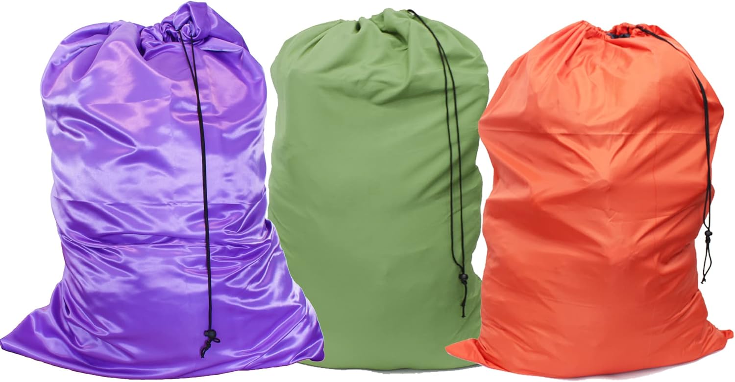 Extra Large Laundry Bag Travel Laundry Bags with Drawstring Closure, Large Dirty Clothes Bag 30x40 Fit a Laundry Basket or Clothes Hamper for college, dorm and apartment dwellers 3 Pack Mixed Color