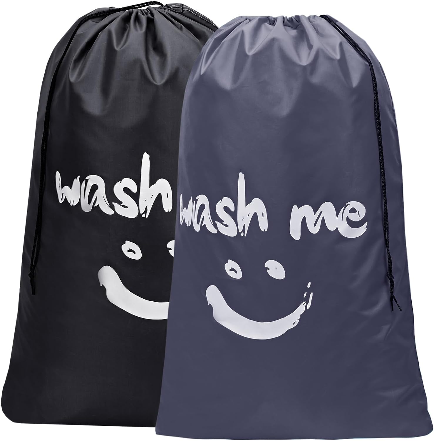 HOMEST 2 Pack XL Wash Me Travel Laundry Bag, Dirty Clothes Organizer, Large Enough to Hold 4 Loads of Laundry, Easy Fit a Laundry Hamper or Basket