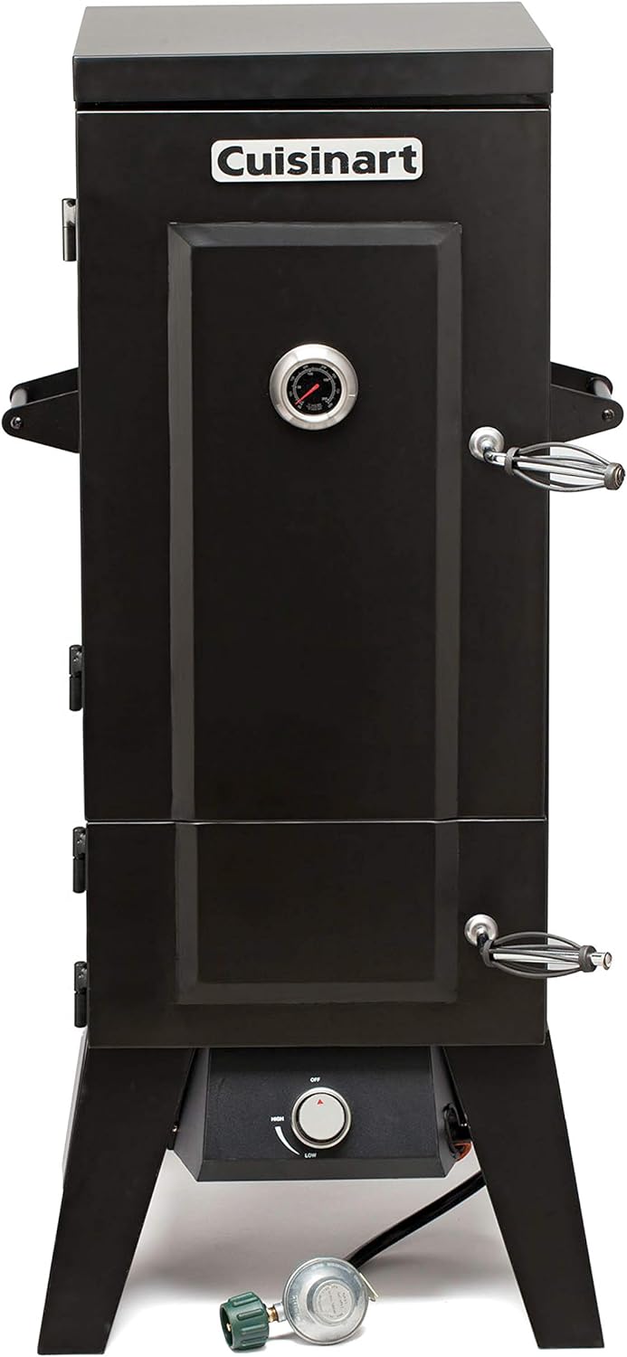 Cuisinart COS-244 Vertical Propane Smoker with Temperature & Smoke Control, Four Removable Shelves, 36, Black