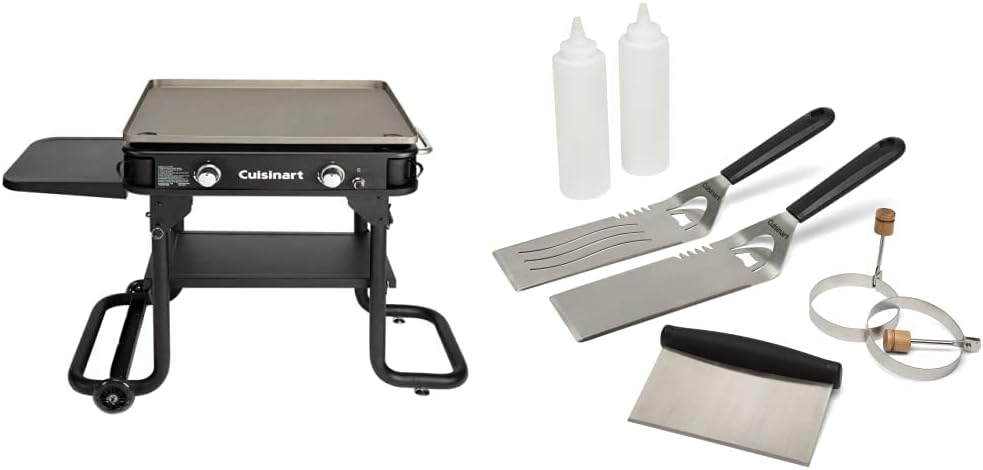 Cuisinart Flat Top Professional Quality Propane CGG-0028 28 Two Burner Gas Griddle and Cuisinart CGS-507 Griddle Kit, 7 Piece, Steel