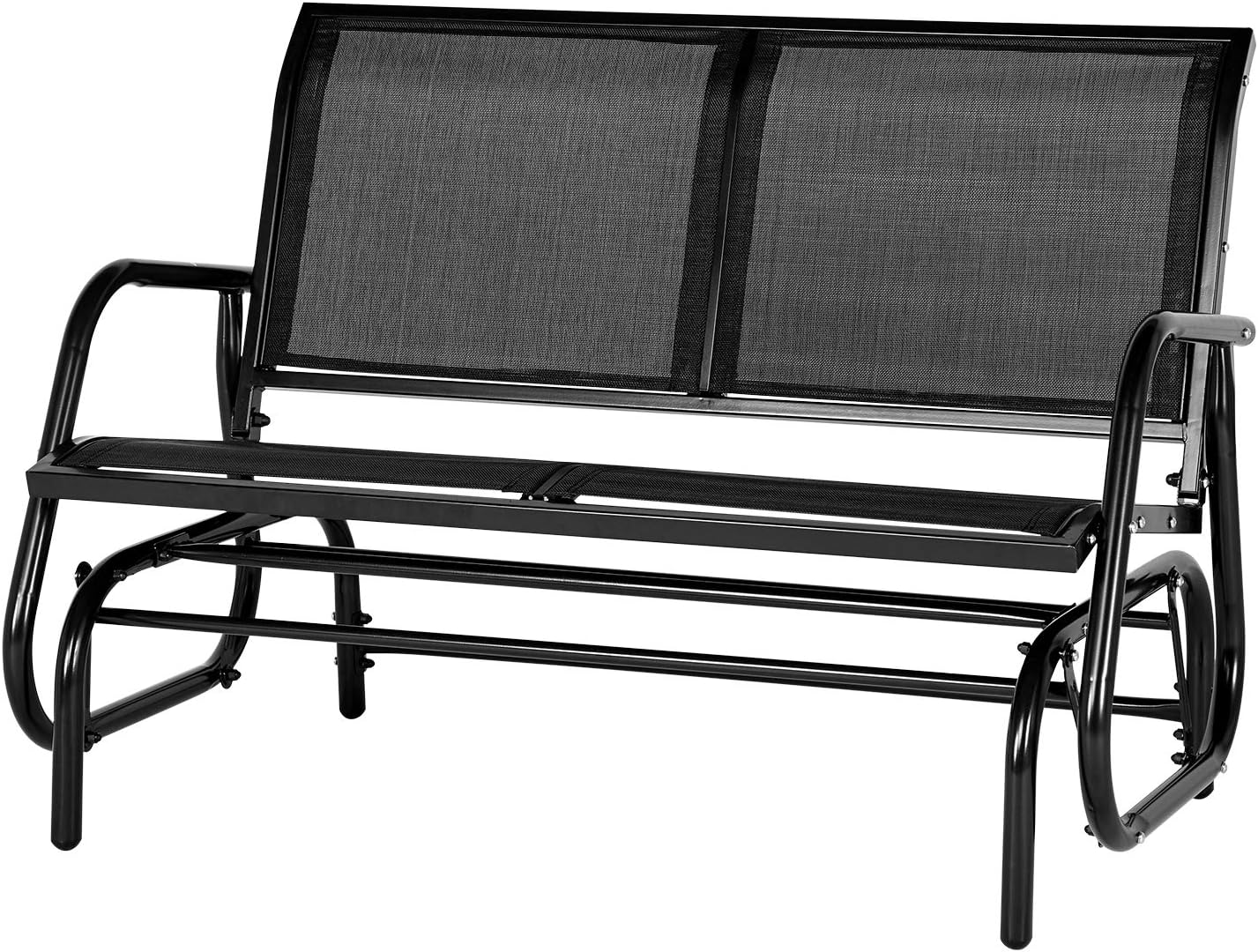 AECOJOY 2-Seat Outdoor Swing Glider Loveseat Chair with Powder-Coated Steel Frame, Mesh Garden Rocking Bench for Patio, Porch, Garden, Poolside, Backyard