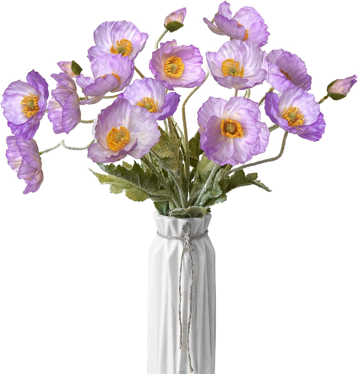 Kainonnan Artificial Flowers 5Pcs Poppies Flowers Artificial Silk Flowers for Home Office Wedding Outdoor Decor (Light Purple)