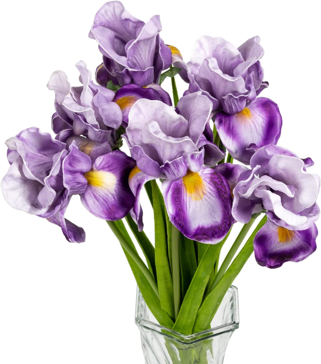 ACALEPH Iris Artificial Flowers 6Pack 23.6 inch, Long Stem Real Tounch Fake Flowers Bouquets,Handmade Iris Faux Flowers for Wedding, Home Decor, Office Arrangements (Purple)