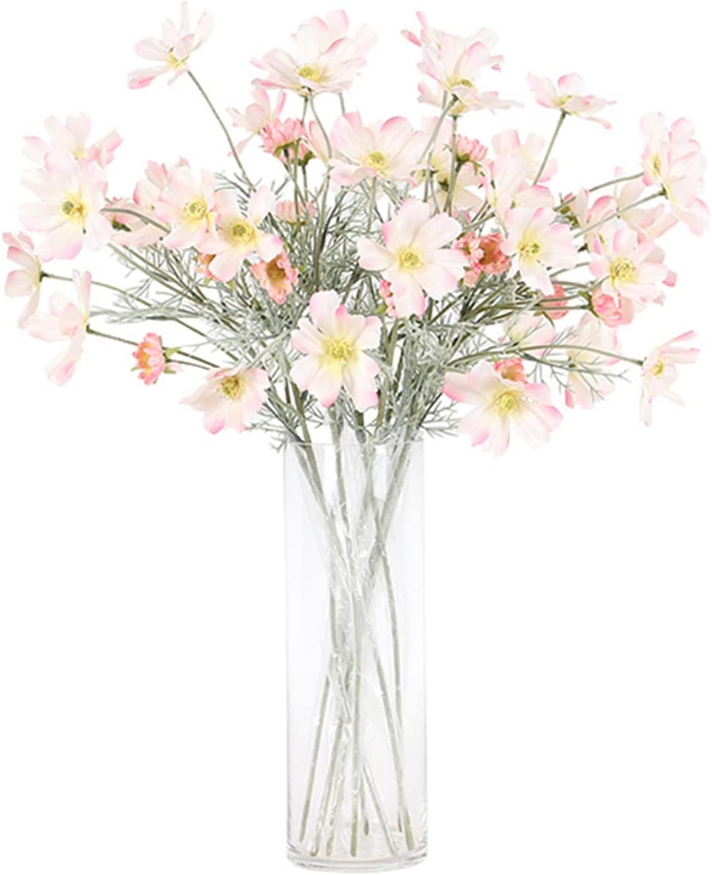 2 Pcs Artificial Flowers Plants Calliopsis Silk Flower Arrangements Wedding Bouquets Decorations Plastic Floral Table Centerpieces for Home Kitchen Garden Party Decor Approx 23.6'' High - Light Pink