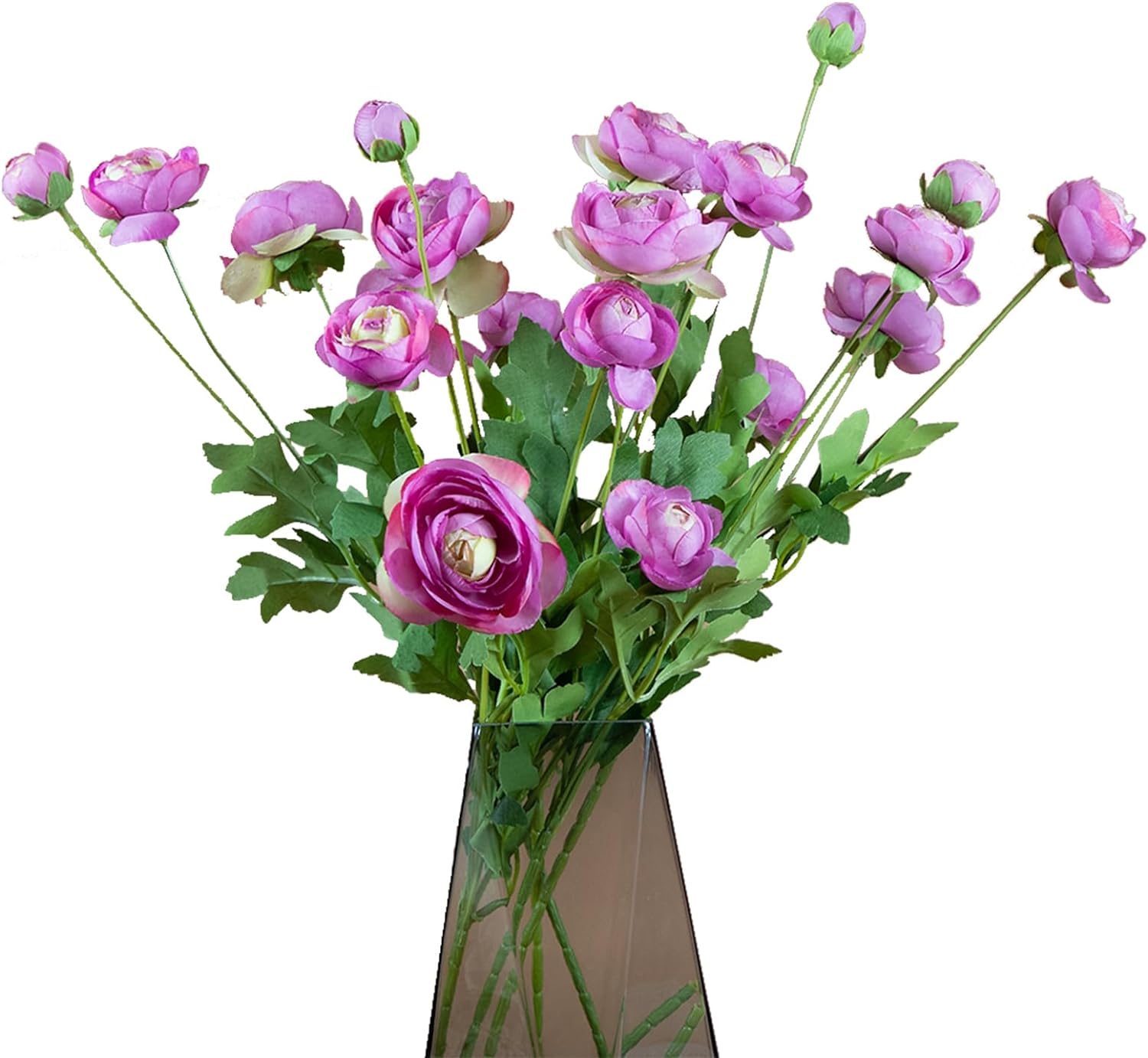 GLSATEMAN Artificial Silk Flowers Ranunculus Flower for Wedding Home Decoration 5 PCS Purple