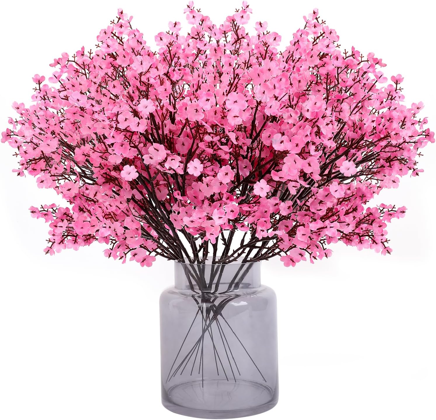 MACTING 12PCS Babys Breath Artificial Flowers, Real Looking Spring Silk Flowers for Valentines Day Home Table Centerpieces Party Garden DecorPink