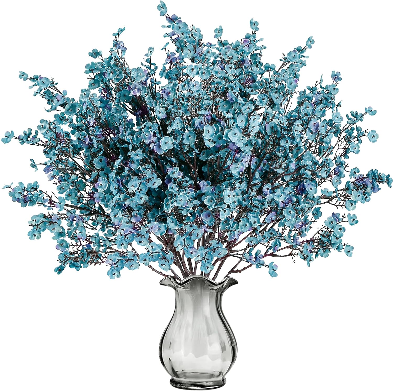 Sggvecsy 15 Pcs Babys Breath Artificial Flowers Gypsophila Bouquets Bulk Real Touch Fake Silk Flowers for Home DIY Floral Arrangement Table Centerpiece Fall Thanksgiving Autumn Decoration (Fall Blue)