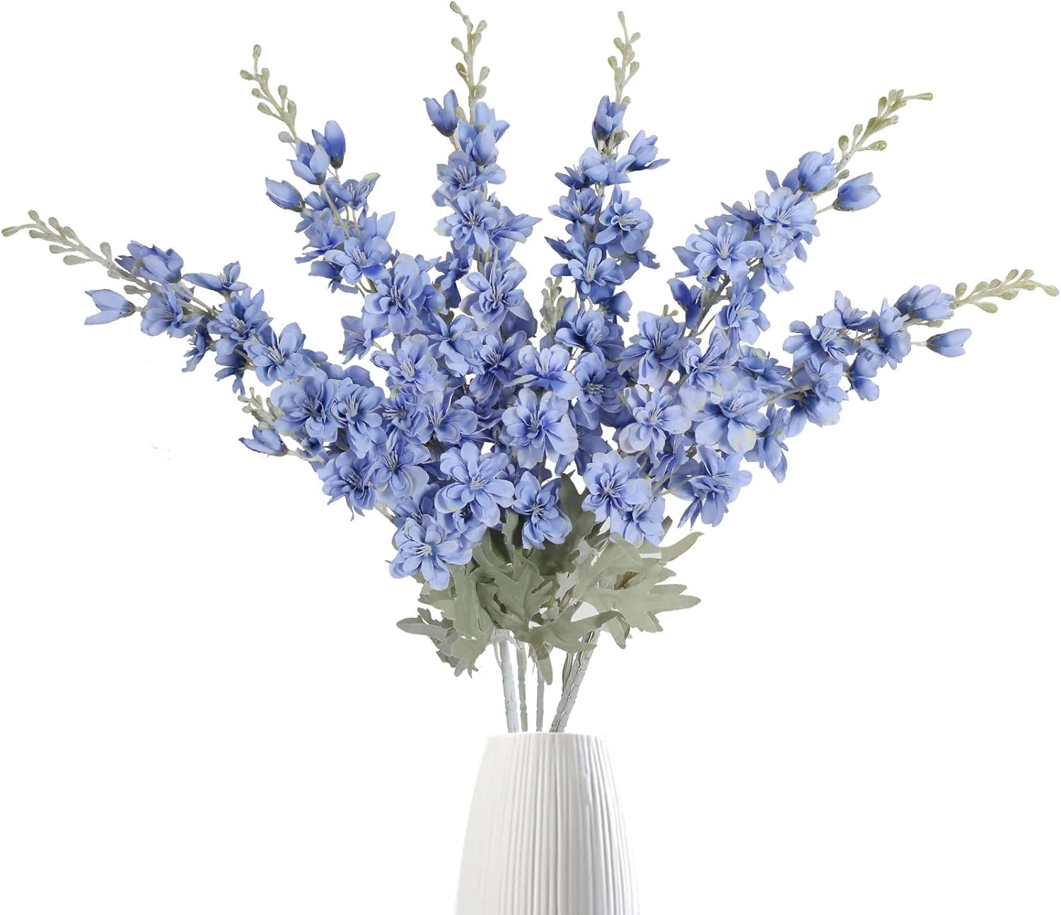 IPOPU Blue Delphinium Artificial Flowers, 6pcs Artificial Larkspur Flower 33.5in/85cm Long Stem Flowers Silk Flowers for Home Decor Indoor Outdoor, Floral Centerpieces for Tables(Blue)