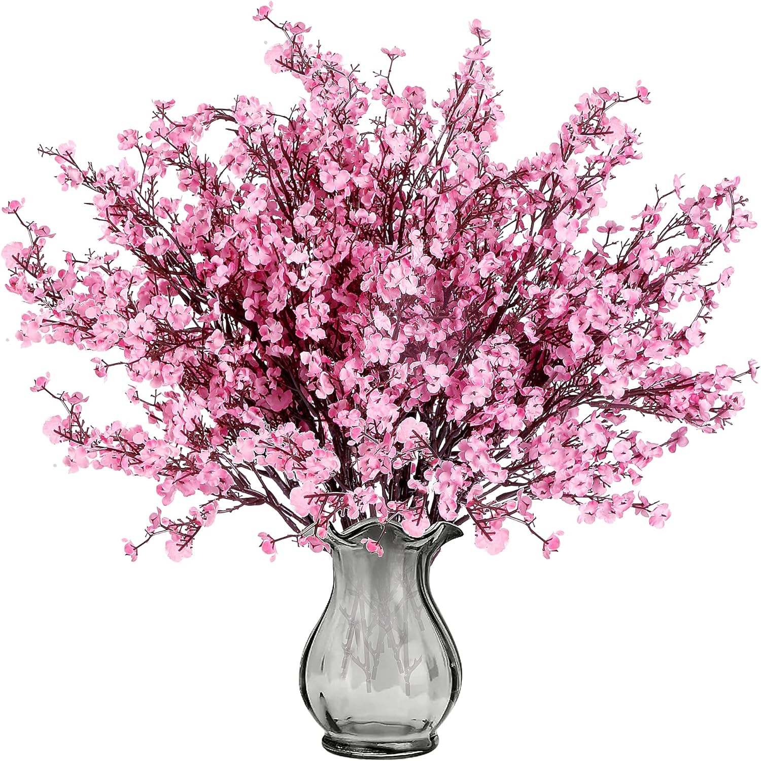 Sggvecsy 15 Pcs Babys Breath Artificial Flowers Gypsophila Bouquets Bulk Real Touch Fake Silk Flowers for Home Wedding DIY Floral Arrangement Kitchen Table Centerpiece Festival Decoration (Pink)