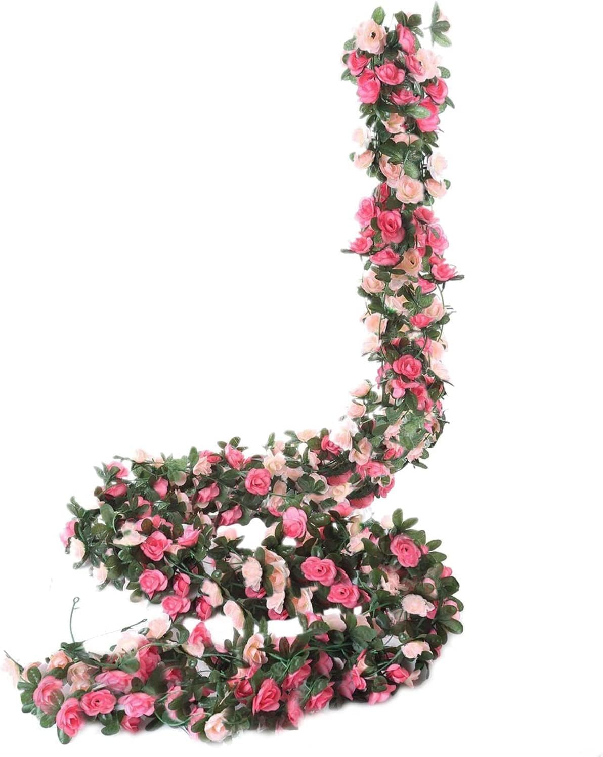 Miracliy 5 Pack 41 FT Fake Rose Vine Flowers Plants Artificial Flower Hanging Rose Ivy Home Hotel Office Wedding Party Garden Craft Art Dco