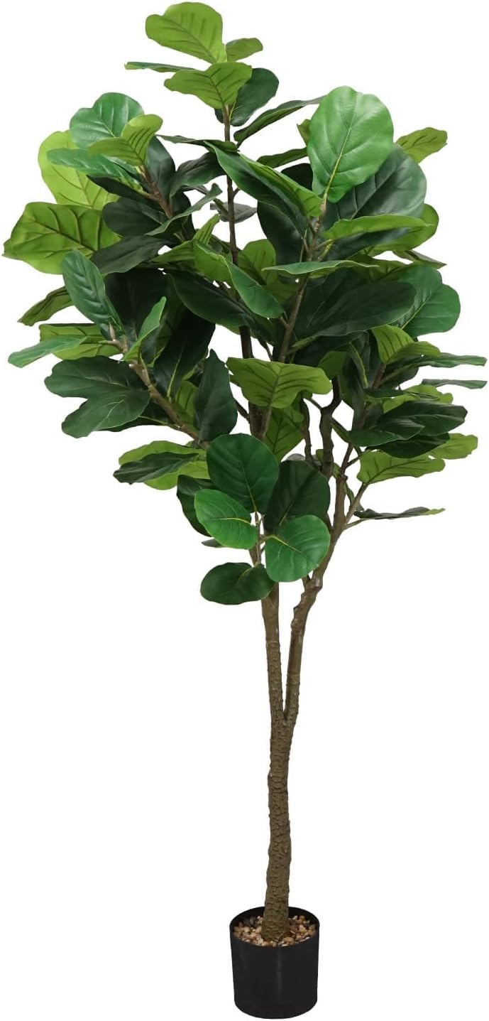 ayoodfo Artificial Fiddle Leaf Fig Tree Fake Tree in Pot, 6FT Faux Ficus Lyrata with 112 Leaves Indoor Fake Fig Tree Artificial Plant for Living Room House Office Home Decor Housewarming Gift